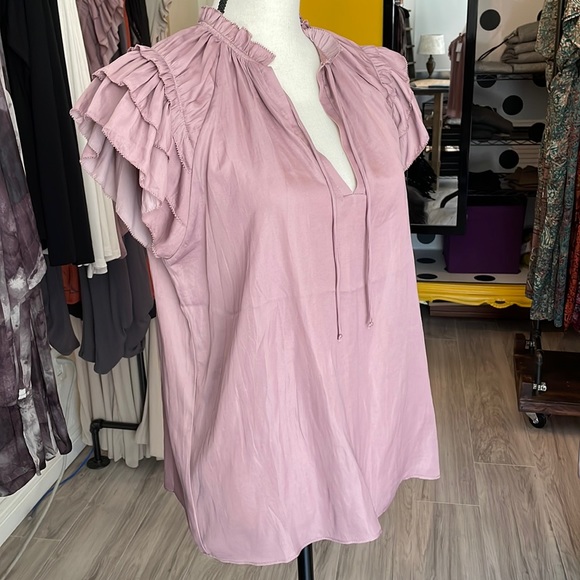 NWT Grade & Gather Ruffle Sleeve Top Blouse Lilac - Picture 4 of 9